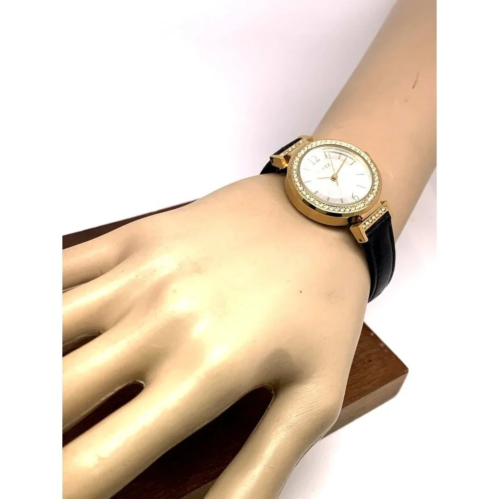 Timex Women's Watch TW2W48900 Quartz Gold Black Leather Band 31mm